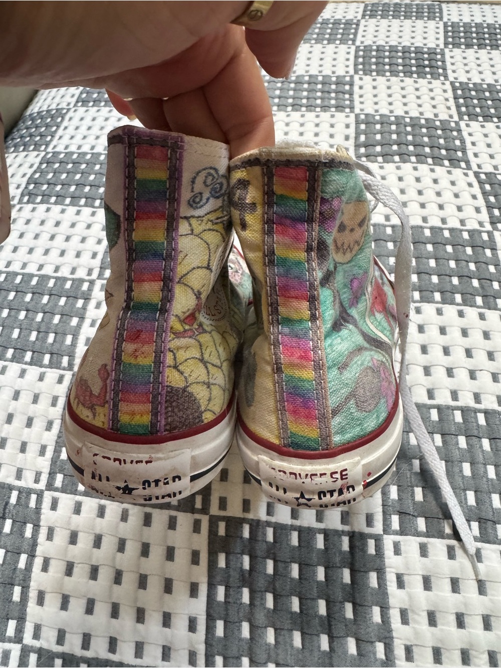 Converse Hand-Drawn High Top Sneakers — Multicolor Artwork - Womens 8/ Mens 6 - Picture 7 of 12